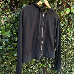 Black Cropped Zip Hoodie